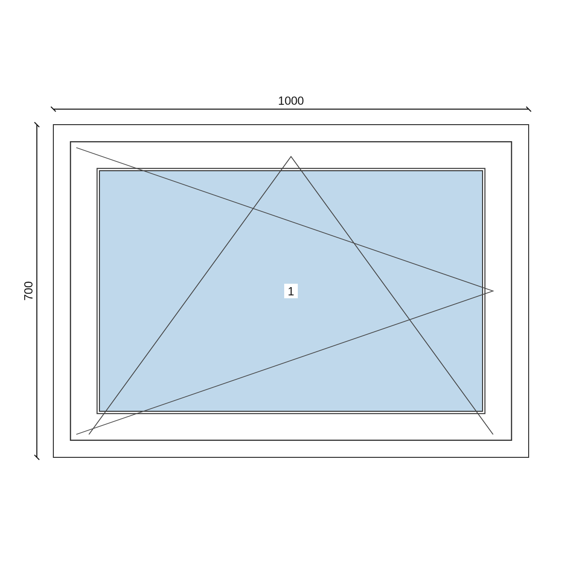 Disegno Serramento in PVC 1000 × 700 mm