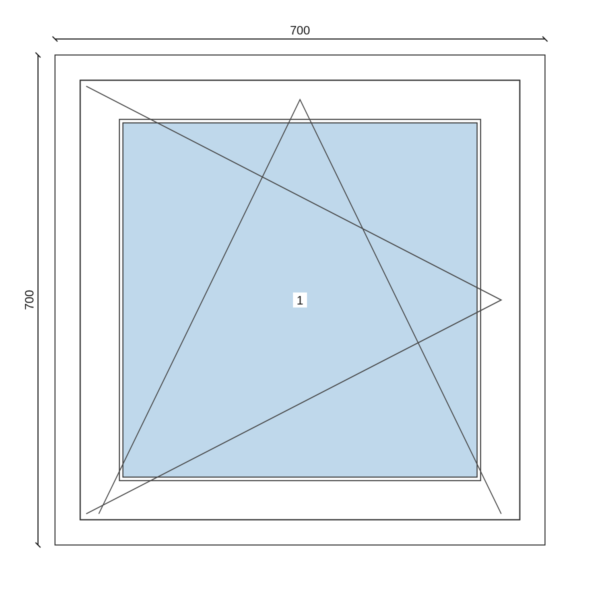 Disegno Serramento in PVC 700 × 700 mm