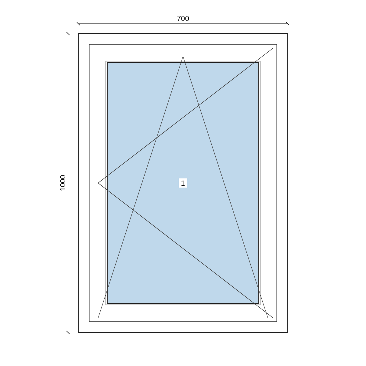 Disegno Serramento in PVC 700 × 1000 mm